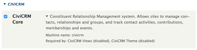 CiviCRM Core Drupal module