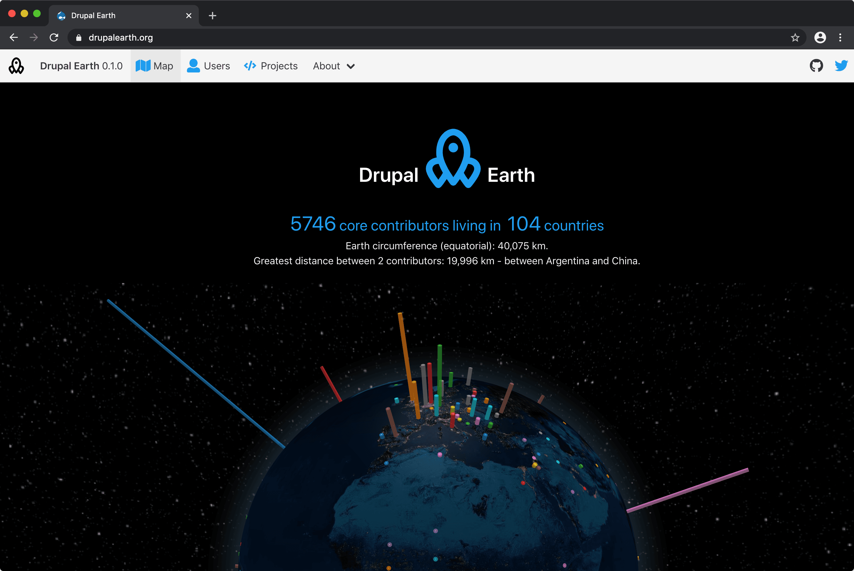 Drupal Earth map