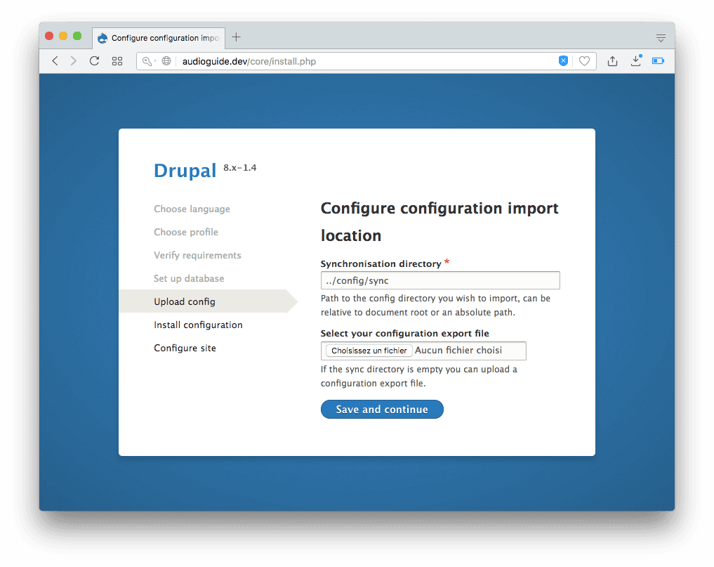 Drupal default config sync