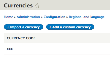 Drupal currency, add or import