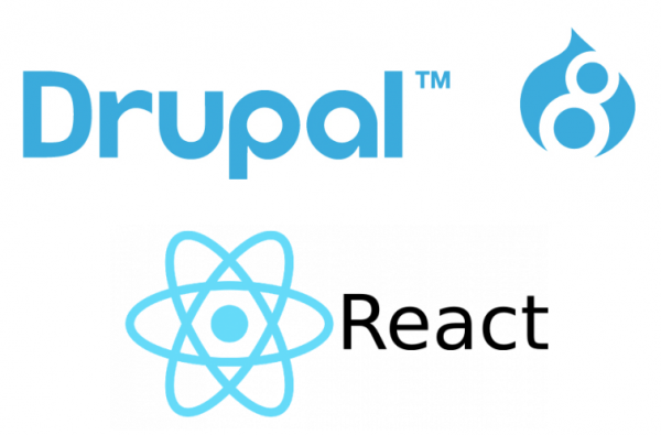 Drupal 8 and React logos